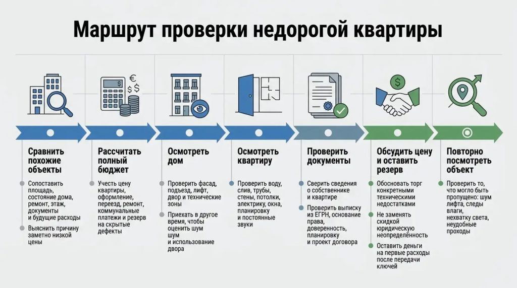 Маршрут проверки недорогой квартиры